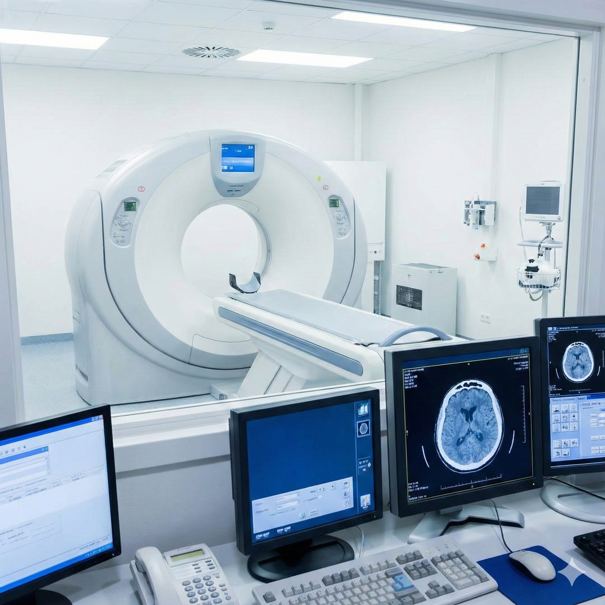 Gantry TAC 16 slice durante installazione tecnica centro diagnostico